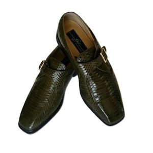 Giorgio Brutini Genuine Snakeskin Oxfords in Olive